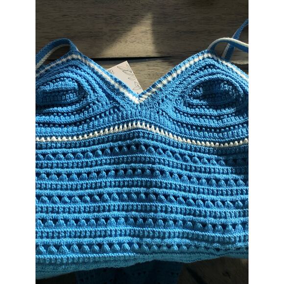 Willow and Wind Blue and White Crochet  Midi Dress - M - Picture 2 of 10